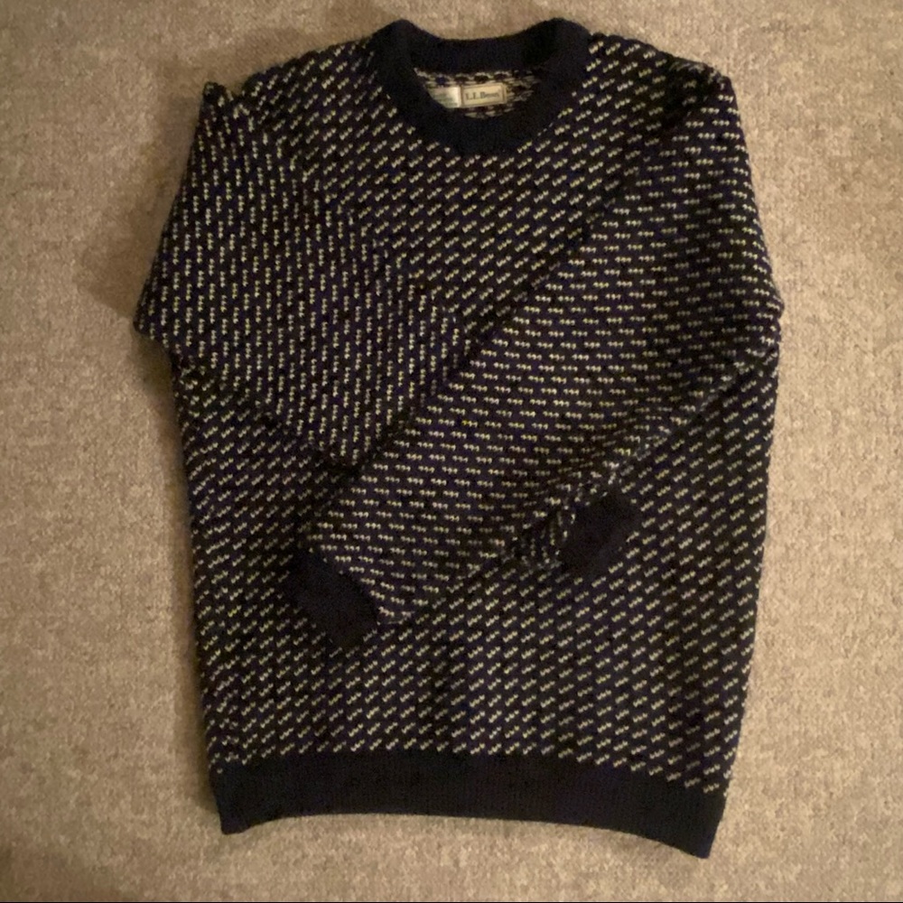 LL BEAN - NORWEGIAN NAVY 80% WOOL CREWNECK SWEATER - MENS TALL XL (NAVY)